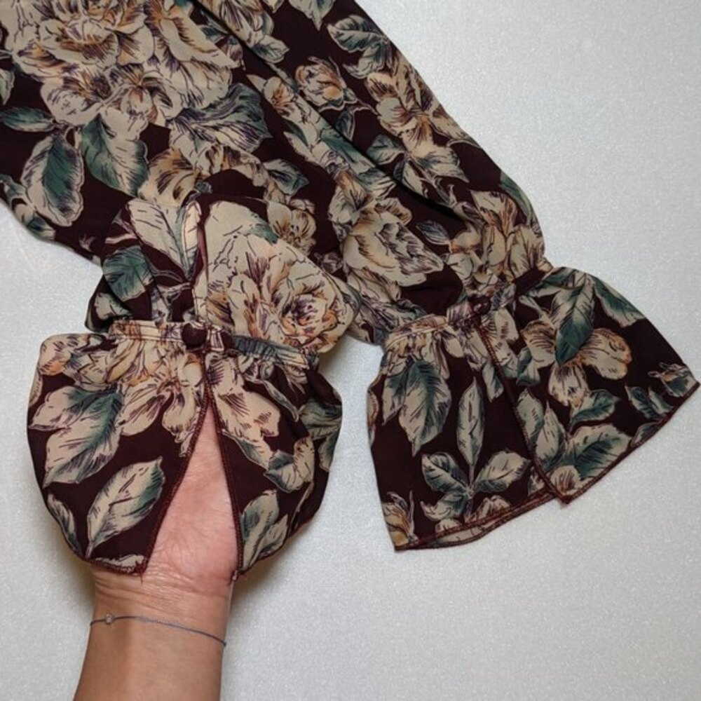 Honey Belle Y2K Choker Neck Floral Print Maxi Dress in Burgundy - Picture 7 of 15